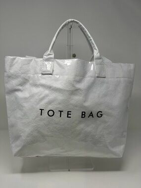 PVC Large White Tote Bag with Crossbody Strap